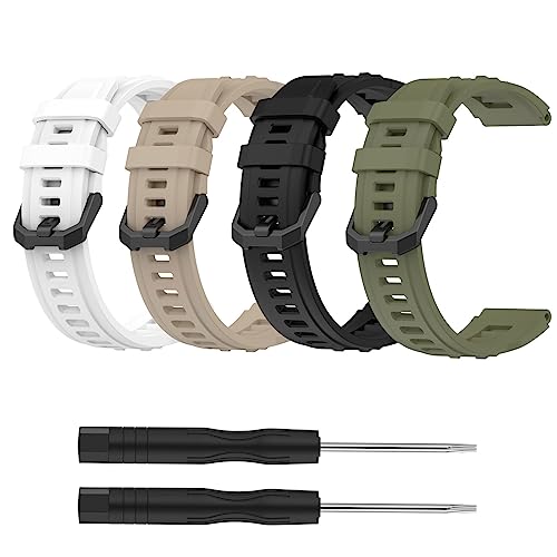 4 Pack Watch Bands Compatible with Amazfit T-Rex Ultra Smart Watch Band Strap Soft Silicone Replacement Wristband Sport Band for Women Men