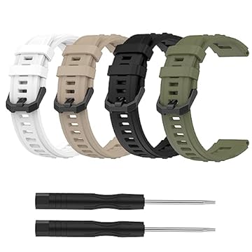 Pacote com 4 pulseiras de relógio esportivas, unissex, de silicone macio, compatíveis com smartwatch Amazfit T-Rex Ultra