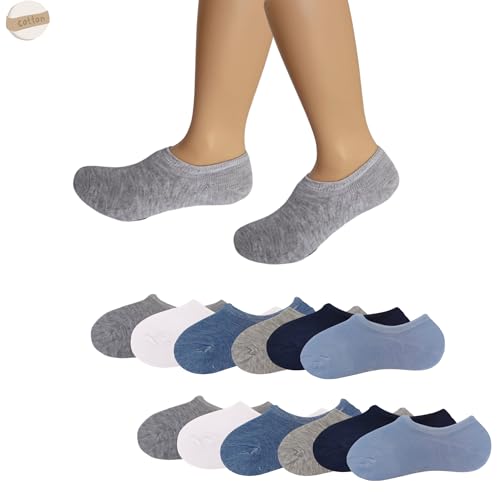 (Pack de 12) Calcetines invisibles niño/niña, de puro algodón cortos, medias transpirables suaves, antideslizantes-silicona para cualquier ocasión socks-pinkis-cortos-sport (Algodón, surtido 25-30)