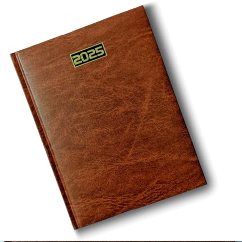 Image of Leather Cover Hard Bound 2025 Diary with Dates I 2025 Daily Planner | Tax Rates | with Monthly Calendar, New Year Diary 2025 by Volkskart