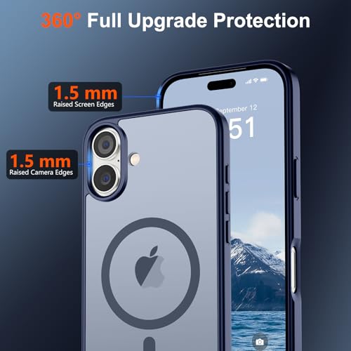 Image of SUPFINE Magnetic for iPhone 17 Case (Compatible with MagSafe)(Military Grade Drop Protection) Translucent Matte Shockproof with Anti-Fingerprint Phone Cover 2025,Navy Blue