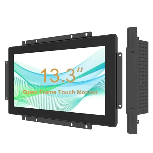 Image of 13.3-inch Industrial Touch Screen Monitor, 10-Point Capacitive Open Frame Design, Full HD 1920x1080, for Kiosk ATM Vending Machine (Embedded Mount, IP65 Waterproof Front)