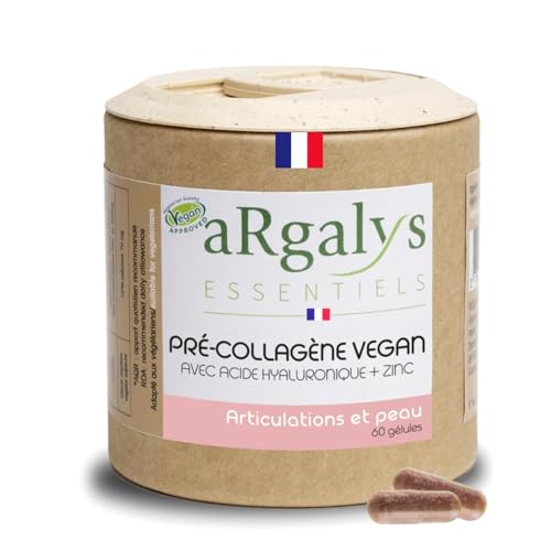 PRÉ-COLLAGÈNE + Acide Hyaluronique 100% Végétal | Vitamine C Naturelle & Extraits de Plantes | Beauté de la Peau & Fonction Articulaire | 60 Gélules | Fabriqué en France – Argalys