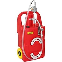 VEVOR Kraftstofftrolley, 100L, tragbarer Gaskraftstofftankbehälter mit Rädern, manueller Transferpumpe, Benzin-Diesel-Kraftstoffbehälter für Autos, Rasenmäher, Geländefahrzeuge, Boote, mehr, Rot