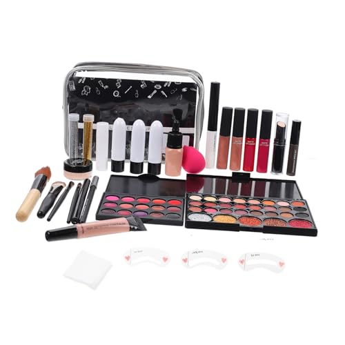 SAFIGLE 1Set Professional Makeup for Women Complete Makeup Kit with Brush Eyeshadow Palette Lip Gloss Foundation Concealer Blush Mascara Eyebrow Pencil