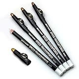 The Cut Buddy White Speed Tracer Barber Pencil 4-Pack with Sharpener, Outline Beard & Hairline Before Trimming, for All Skin Types