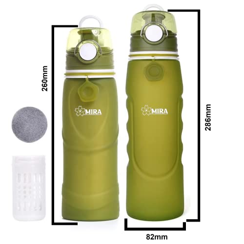 MIRA 750ml Faltbare Wasser Filter Flasche - Wasser Filter fürs Wandern, Camping, Survival und Reisen (750ml - Grün) - Image 7