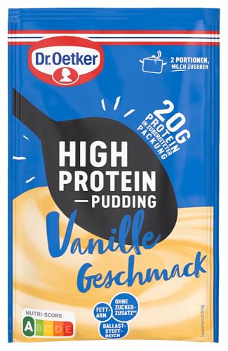 Dr. Oetker High Protein-Pudding-Pulver Vanille-Geschmack 10er Set: Leckeres Dessert oder Protein Snack für den Genuss zwischendurch (10 x 55g)