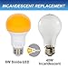 Simba Lighting Bug Non-Attracting Yellow LED Bulb 6W 40W Equivalent, Great for Outdoor Porch Light, Night Light, Dusk-to-Dawn Smart Sensor Auto On/Off, Amber Warm Light, A19 E26 Medium Base, Pack of 2