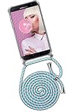 ONEFLOW Handykette 'Twist Case' Kompatibel mit Samsung Galaxy S7 Edge - Hülle mit Band abnehmbar Smartphone Necklace, Silikon Handyhülle zum Umhängen Kette wechselbar - Mint Rosa