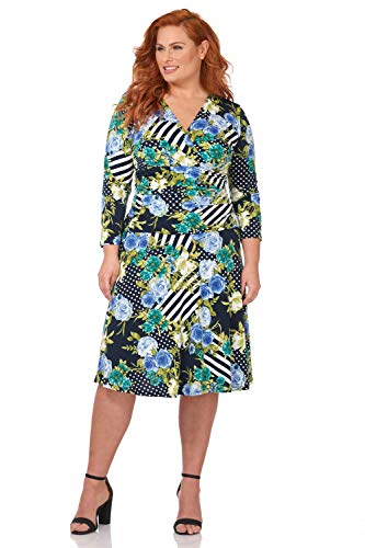 Rekucci Curvy Fit Plus Size Women's Slimming 3/4 Sleeve Tummy Control Dress