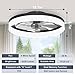 VOLISUN Low Profile Ceiling Fans with Lights and Remote, Fandelier Ceiling Fan Flush Mount, 3000K-6500K Smart Bladeless LED Fan Light, Black Modern Ceiling Fans with Lights for Bedroom