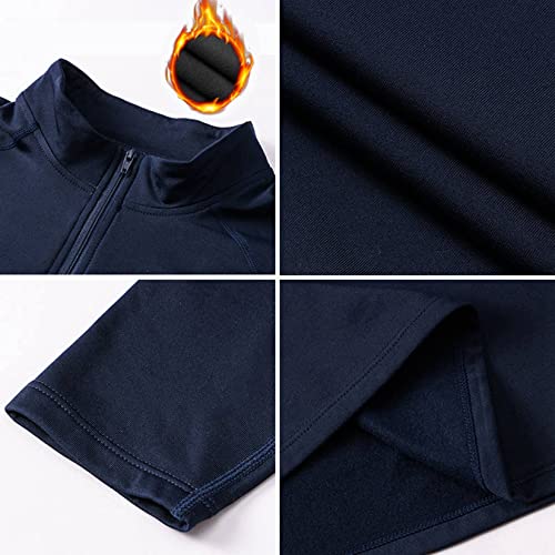 Camisetas masculinas atléticas de compressão térmica manga longa fitness zíper pulôver trilha corrid