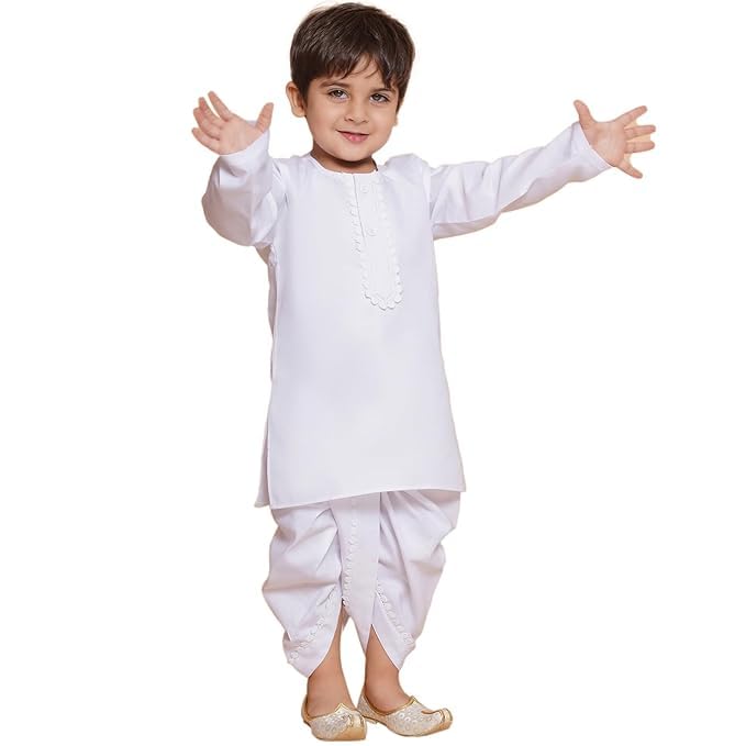 Image of AJ DEZINES Kids Ethnic Wear Pure Cotton Dhoti Kurta Set For Boys