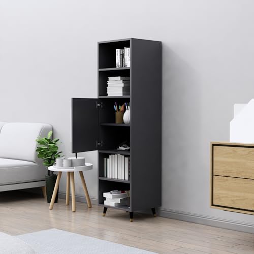Image of Bniture Bookshelf for Home | Engineered Wood Book Shelf with 1 Door & 4 Shelf | Open Book Shelf Stand for Library | Multipurpose Display Organizer for Living Room, Study & Office | Slate Grey