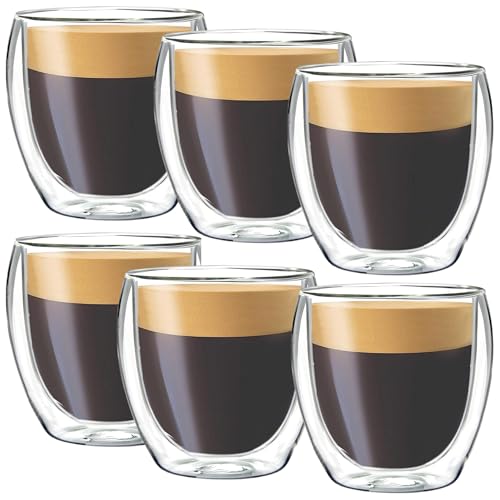 Jogo Com 6 Copos De Vidro Com Parede Dupla em Borossilicato Para ...