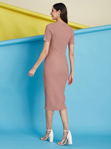 Image of Selvia Western Ribbed Lycra Plain One Piece Bodycon