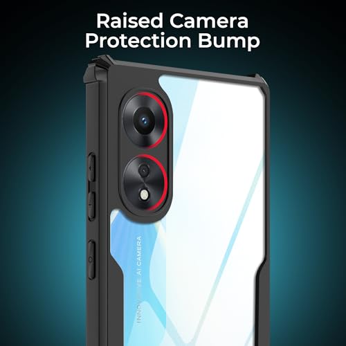 Image of A rtistque Clear Hard Transparent Acrylic Armor Anti-Drop Shockproof TPU Edge Back Cover Case for Oppo A78 5G - Black
