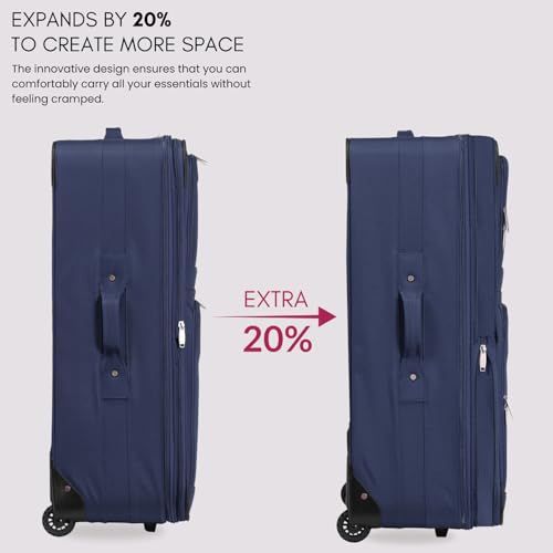 ARIANA Suitcase Medium Lightweight Luggage Trolley Expandable Suitcase 2 Wheel Travel Bag - 70x46x26cm (Navy-Blue, 26" Medium) - Image 4