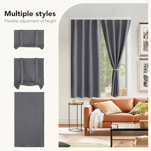 NICETOWN Tie Up Curtain for Windows, Privacy French Front Door Curtains for Window, Thermal Insulated Door Shade for Classroom Office Door, Window Covering, Grey, W46 X L63, 1 Panel - Image 4