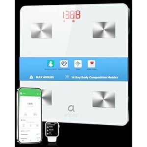 arboleaf Smart Scale for Body Weight and Fat, Bluetooth Digital Bathroom Scale, Body Composition Analyzer with App, 14 Metrics Include BMI, 400lb Capacity(White)