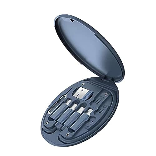 Image of ZALUJMUS Multifunctional Data Cable Storage Box Adaptor for Lightning, USB-C and Micro-USB Devices Universal Data Transfer Cable (Midnight Blue)