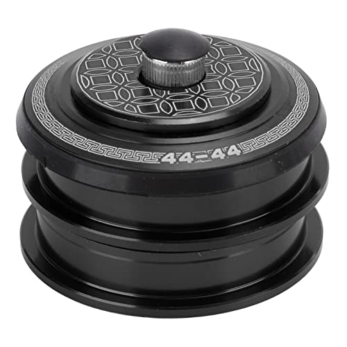 equlup Bike Headset, 44mm Double Bearings Steel Mountain Bicycle Headset Top Cap Bike Front Fork Stem BMX Bearing Nuts for Ordinary Straight Fork Tube (Black)