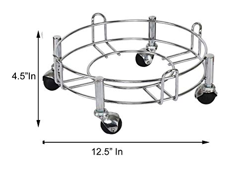 Image of Heavy Stainless Steel Gas Cylinder Trolley with Wheel | Gas Trolly | Lpg Cylinder Stand | Gas Trolly Wheel |Cylinder Trolley with Wheels | Cylinder Wheel Stand Gas Cylinder Trolley (Black)