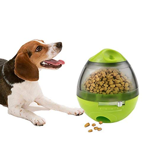 Hundefutter Ball, Yokunat Hunde Katzen Snackball Futterball Hundespielzeug Snackbälle Tumbler Form Futterspender Interaktives Spielzeug Ausbildung IQ Trainingsball Lernspielzeug Übung Spiel - Grün
