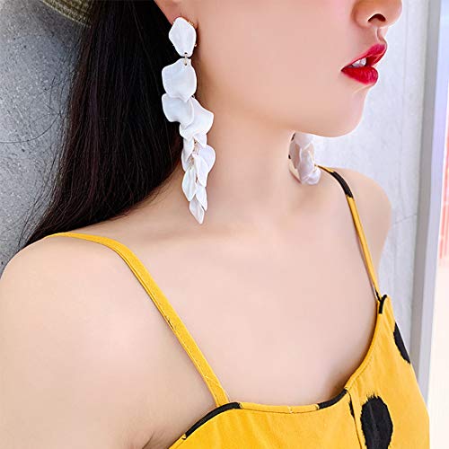 Image of Acrylic Rose Petal Drop Dangle Earrings Bohemian Resin Square /Oval /Hoop /Flower /Heart Statement Earrings for Women Gifts