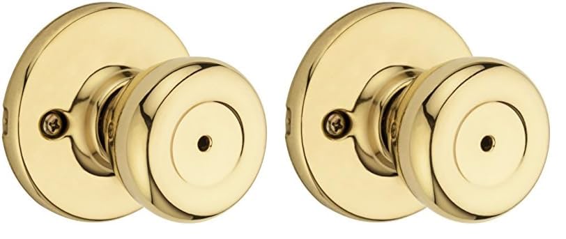 Kwikset 93001-923 Tylo Privacy Bed/Bath Knob in Polished Brass (Pack of 2)