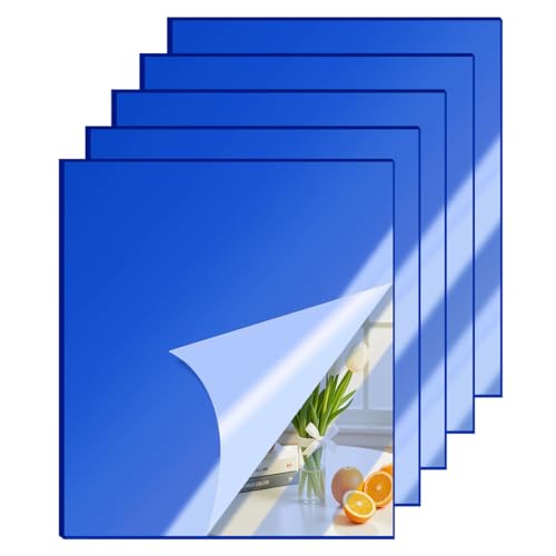 Image of 5 Pcs 12 x16 Inch Blue Acrylic Mirror Sheet, 1 /8 Inch Thick Opaque Glossy Mirror, Plexiglass Mirror Sheets with Protective Film, Rigid Mirror Sheets for Sawing, DIY, Laser Cutting and Engraving