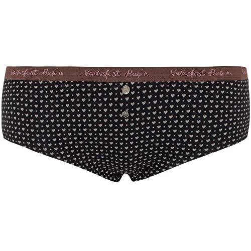 Hangowear Josefina Klederdrachtonderbroek voor dames, onderbroek, Beierse klederdracht met spreuk | katoen elastaan, zwart, XL