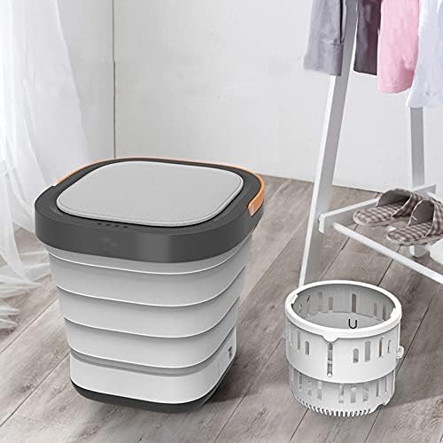 Portable Mini Washing Machine - 2 in 1 Compact Folding Washer for Home & Travel, Automatic Small Clothes Washer Bucket - Lightweight Gray Design