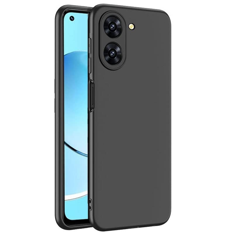Image of Liquid Silicone Realme 10 Pro Plus 5G Case Cover | Microfiber Inside | 360 Degree Camera Protection Bump Back Case Cover for Realme 10 Pro Plus 5G (Black)