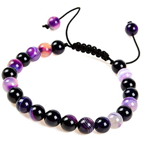Image of Massive Beads Natural Healing Power Gemstone Crystal Beads Unisex Adjustable Macrame Bracelets 8mm