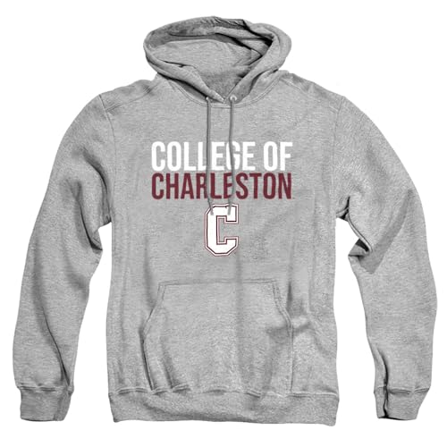 College of Charleston Official Stacked Unisex Adult Pull-Over Hoodie, Athletic Heather, Medium