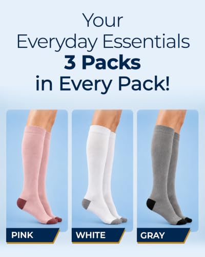 Image of Pembrook Bamboo Viscose Light Compression Socks - 3 Pairs | 8-15 mmhg Compression Socks | Knee High Comfort Support Socks