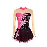 Kaiyei Eiskunstlaufkleid Frauen Mädchen Eislaufkleid Royal Chemical Fiber Mischung Nylon Material Handgefertigte feine Bohrer Schwarz Rose XL