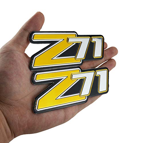 Pair Z71 Emblem Custom Install Parts Liftgate Side Quarter Panel Compatible with Tahoe & Suburban 2000-2006 (Chrome Gold)