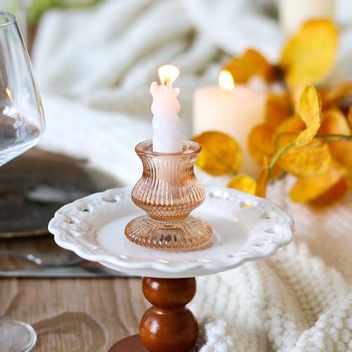 Lot De 6 Bougeoirs Marron, Bougeoirs en Verre pour Décorations d'anniversaire Ou De Mariage – vue 5