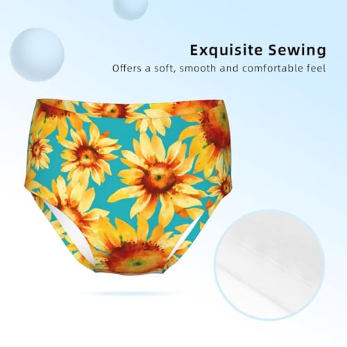 Watercolor Bright Sunflowers Girls' Underwear Soft Cotton Little Girls Panties Comfort Briefs3