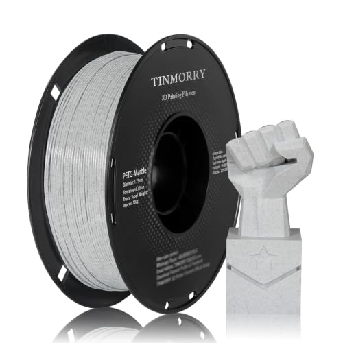 Image of TINMORRY Marble PETG Filament 1.75, Rapid PETG 3D Printer Filament, Compatible with Bambu FDM 3D Printer, 1 KG 1 Spool, Marble White