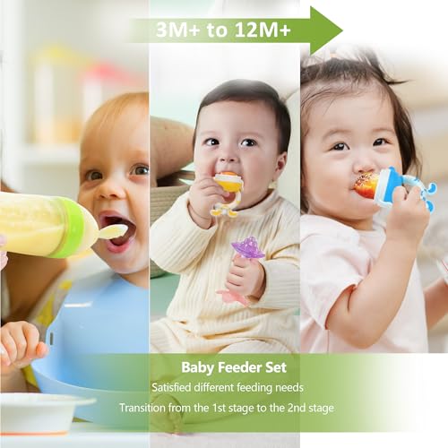 Image of WAJIAYON Baby Fruit Feeder Pacifier | Infant Food Feeder & Baby Food Dispensing Spoon | Mesh Fresh Fruit Teethers for Babies | Silicone Teething Pacifier for Babies,Gifts for Boys and Girls (Green)