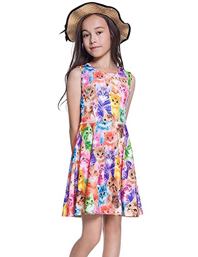 Image of Jxstar Matching Girls & Doll Flower Dresses Sleeveless Summer 18 inch Dolls Clothes