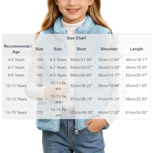 Girls Fleece Vest Stand Collar Full Zip Jacket with Pockets - image 4