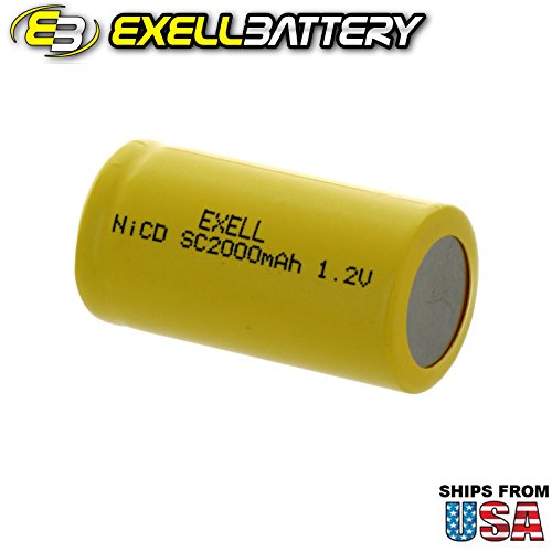 Exell Subc 1.2V 2000Mah Nicd Flat Top Rechargeable Battery For Instruments/Equipment, Electric Razors, Toothbrushes, Radio Controlled Devices, Electric Tools #TOP2