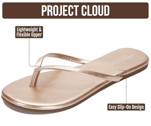 Image of Project Cloud Flip Flops for Women Footwear- Lightweight and Memory Foam Insole Sandals for Women 2026 - Durable Non-Slip Beach Essentials Flats for Women Sandals (Foundations)