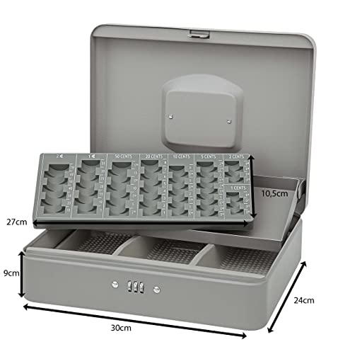 Caissette à monnaie avec compartiment billets et boîte de rangement à code WEDO