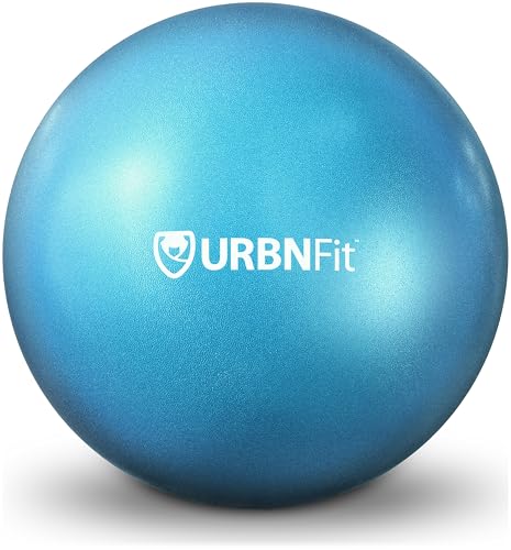 URBNFit Pilates Ball 9 Inch - Small Exercise Balls for Yoga, Barre, Physical Therapy, Stretching, Posture, Core Fitness – Mini Bender & Massager Ball for Back Pain with Workout Guide - Aqua